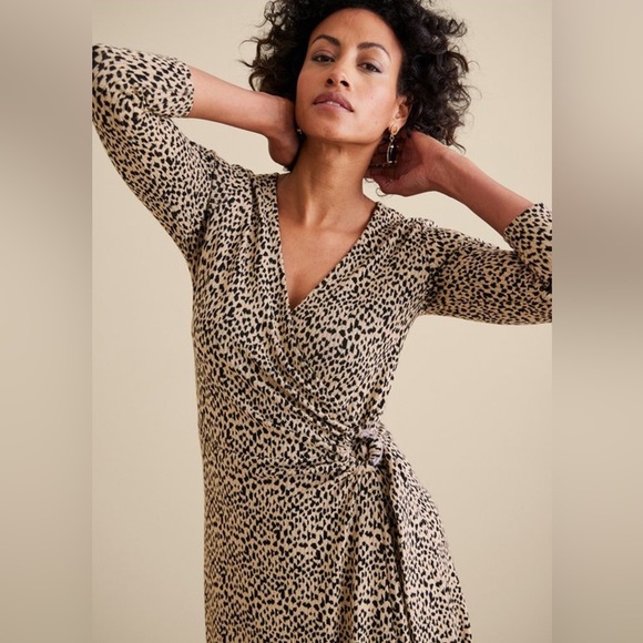 NWT Soft Surroundings Damaria Faux Wrap Dress | Leopard Print | XL Petite - Picture 4 of 15